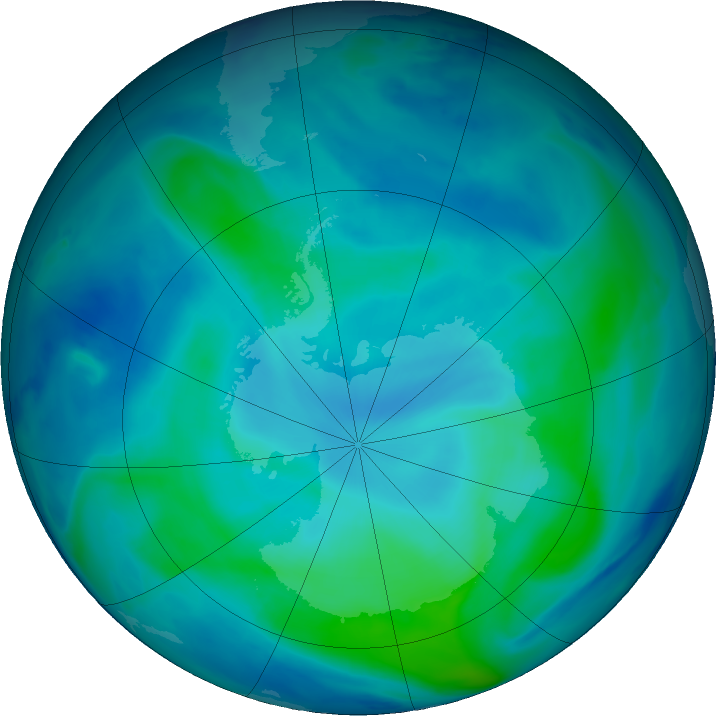 Antarctic ozone map for 17 February 2021